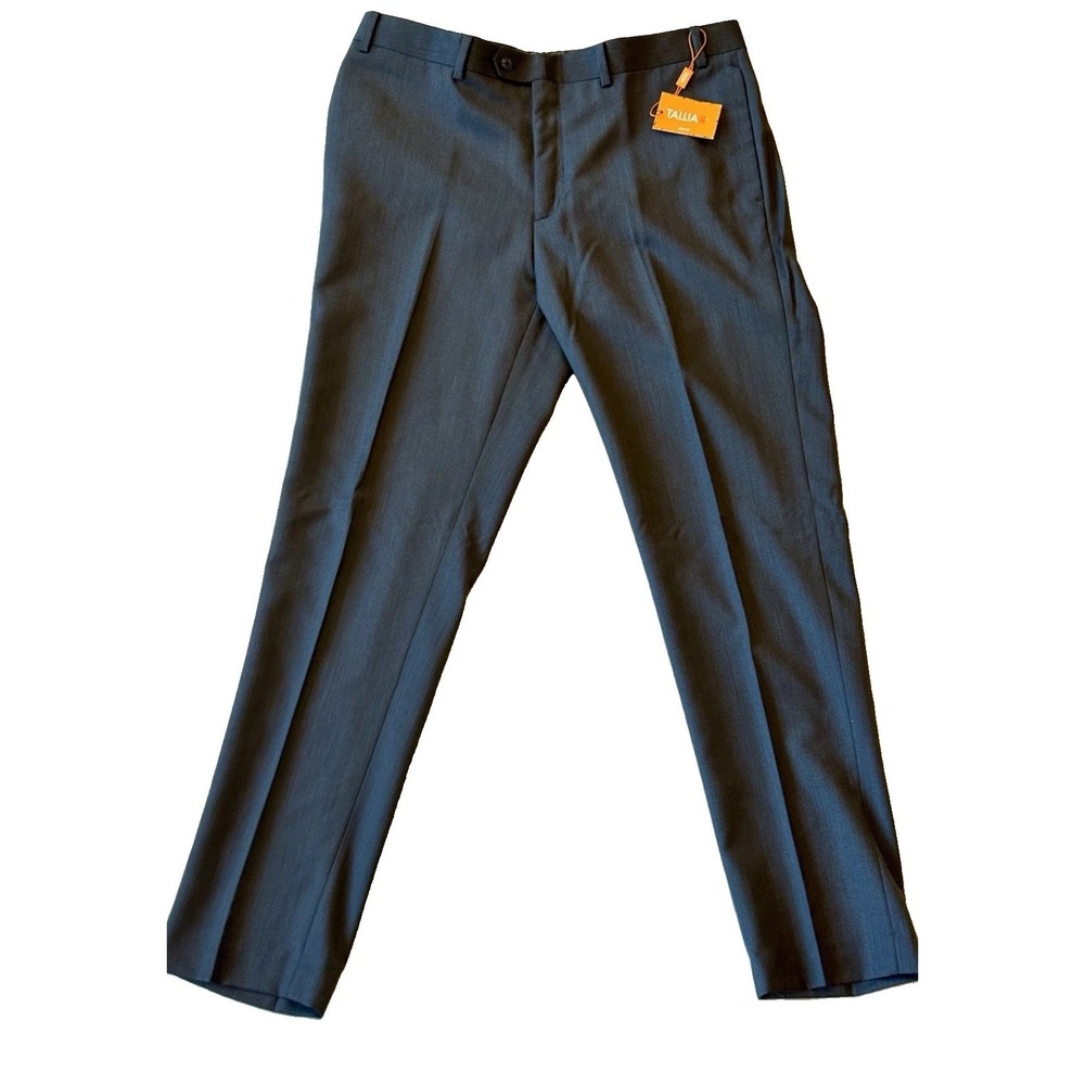 Tallia Slim Fit Dress Pants Men's 36x32 Charcoal 100% Wool NWT MSRP $175